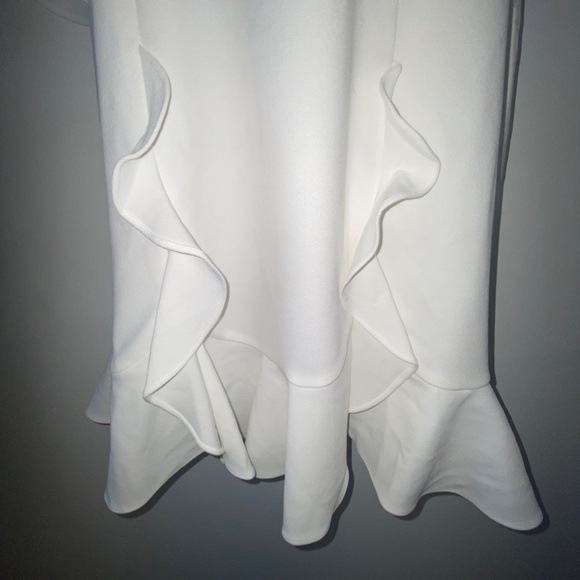 White Adrianna Papell Dress with ruffles Fully lined - Picture 2 of 5
